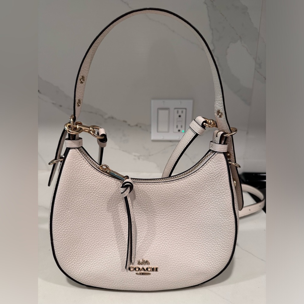 Coach Crescent Moon White Leather Cross Body Bag